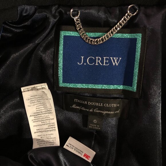 J. Crew Classic Lady Day Coat Women 6 Black Italian Double-Cloth Wool Thinsulate - Picture 9 of 13